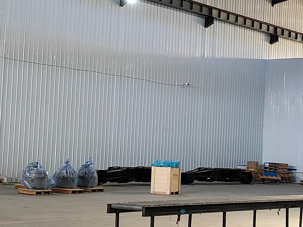 Finished steel track undercarriage in the workshop